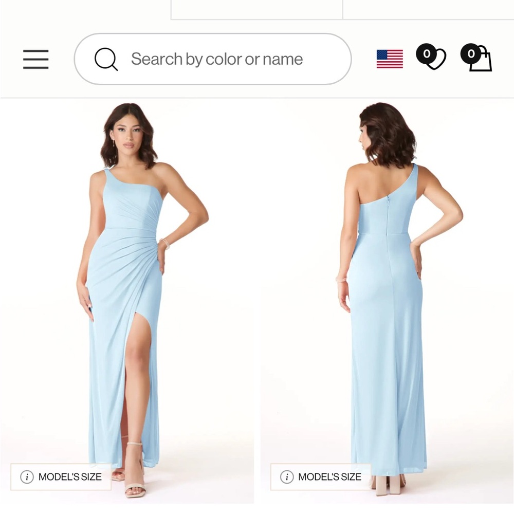 Azazie One-Shoulder Sky Blue Chiffon Dress - Picture 6 of 8